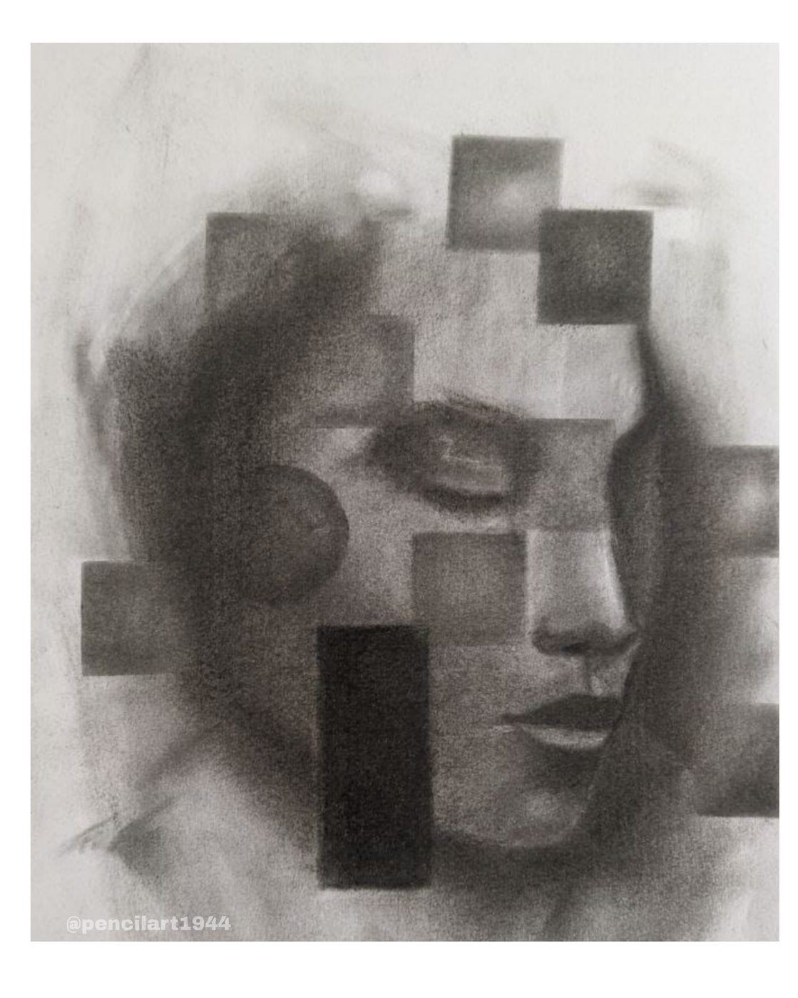 Abstract geometric pencil portrait